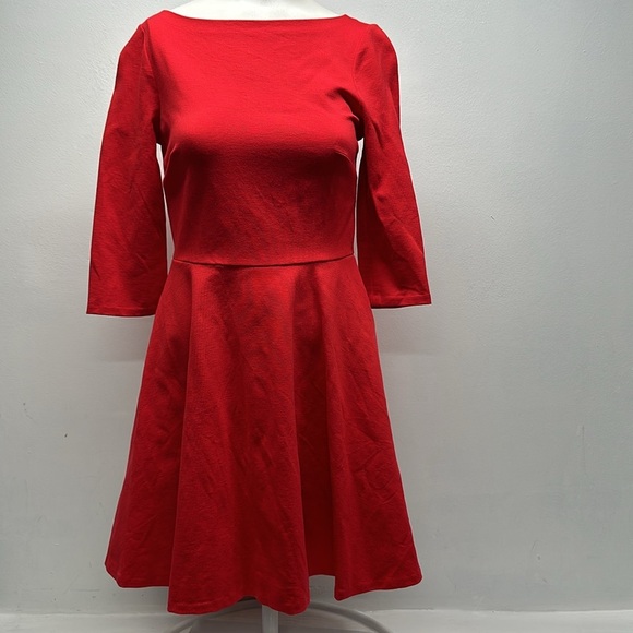 Kate Spade Dress Midi Fit And Flare Jersey Stretch Ponte Knit Bright Red Size XS - Picture 2 of 9